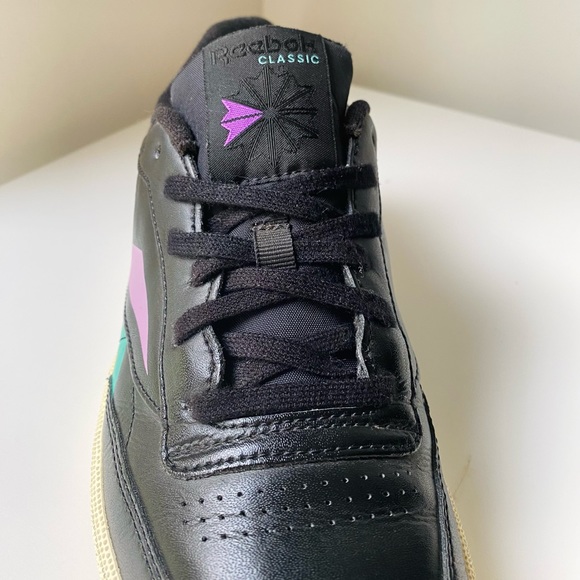Reebok Classic Club C85 DV7251 black, emerald green & purple. Size W US9 M US7 - Picture 7 of 11
